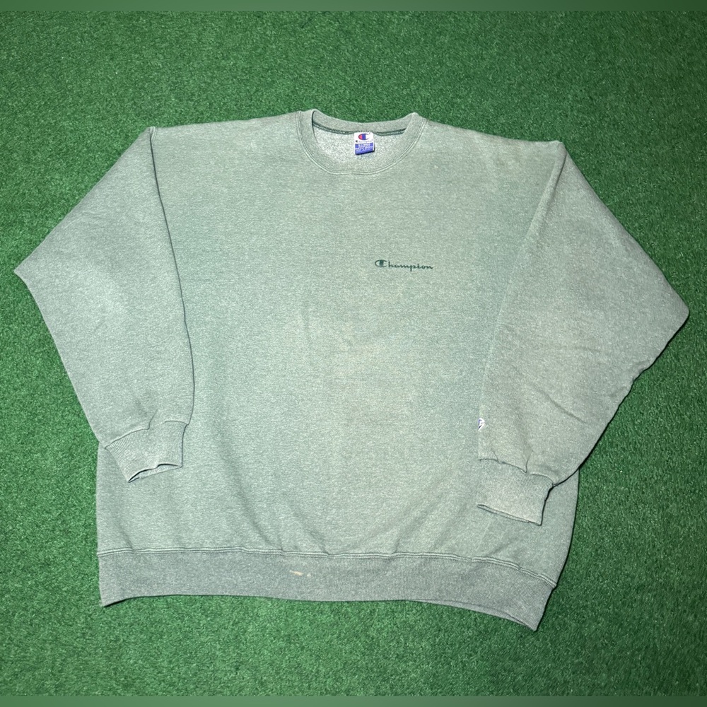 Vintage Champion Mint Light Green XL 90s Y2K  Crewneck Boxy Sweatshirt 26x28